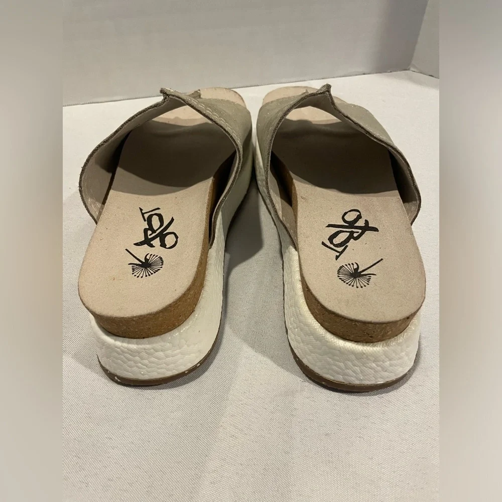 OTBT Wayside Silver Glitter Tan White Platform Sandals Women’s Size 6 1/2 - Picture 3 of 5